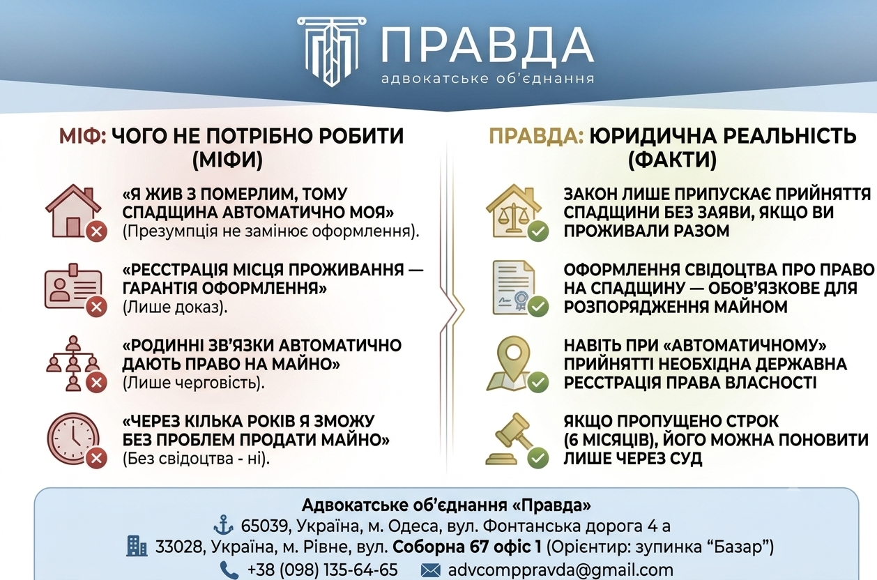 Автоматичне прийняття спадщини: міфи та юридичні факти