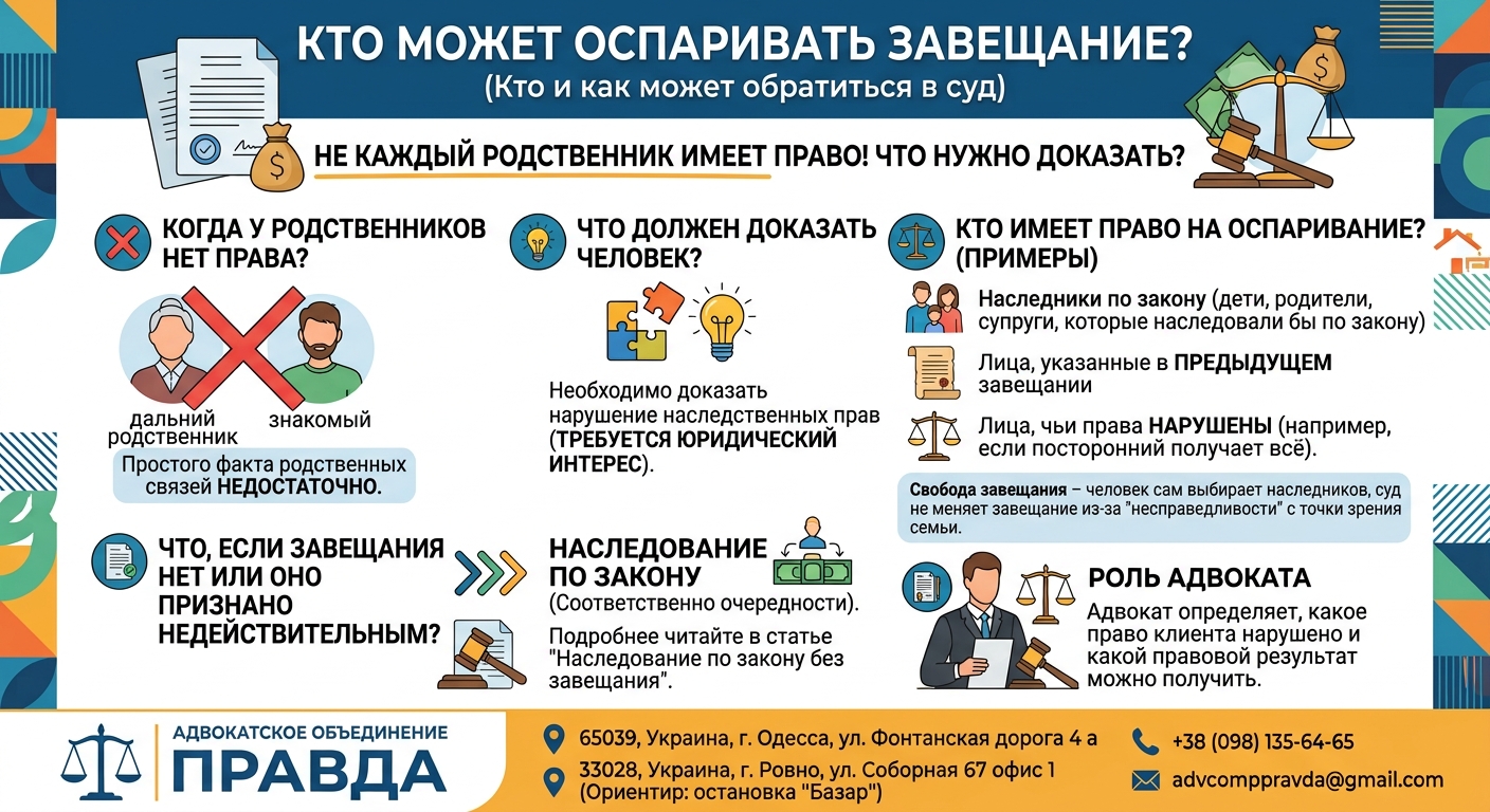 Кто может оспорить завещание и обратиться в суд