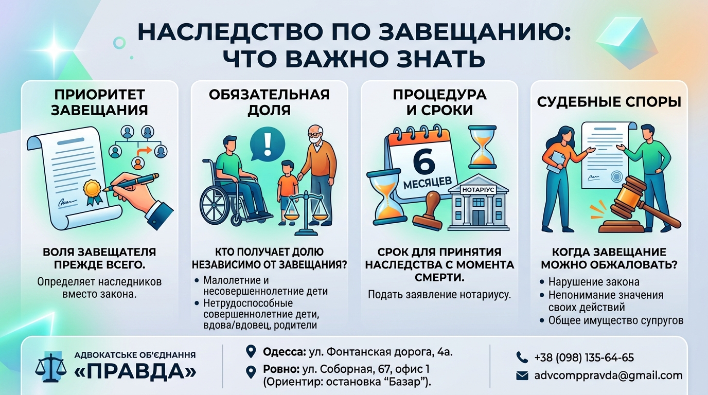 Наследство по завещанию: обязательная доля, срок принятия и судебные споры