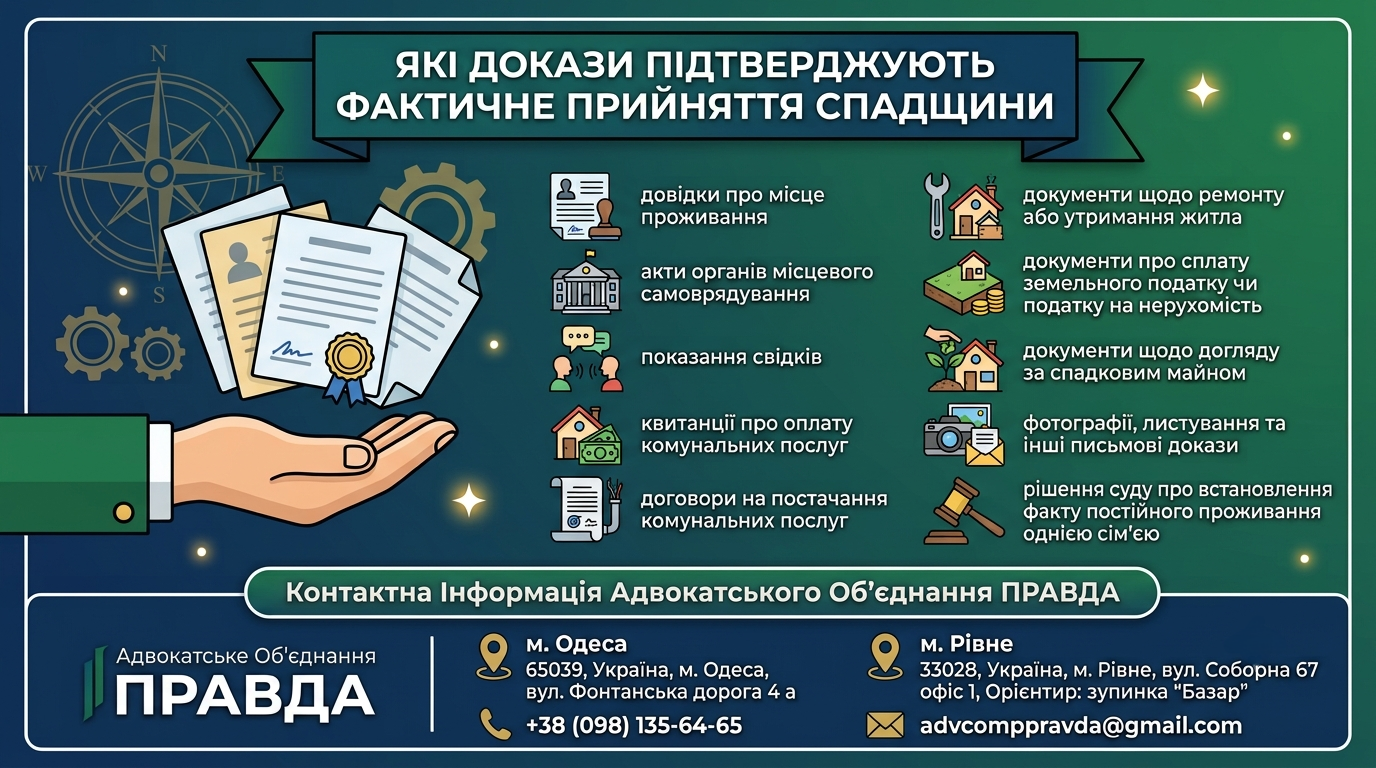 Які докази підтверджують прийняття спадщини