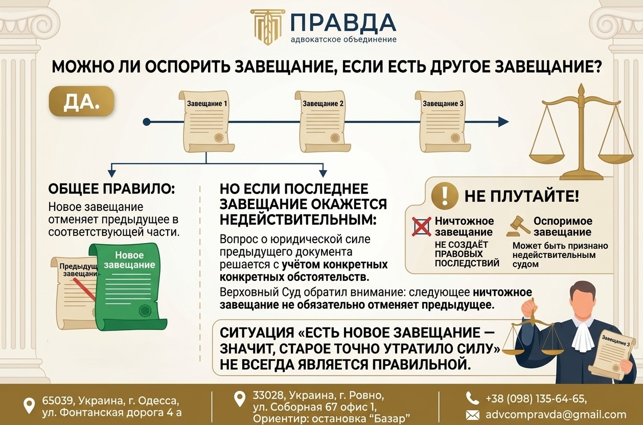 Можно ли оспорить завещание, если наследодатель составил другое завещание.
